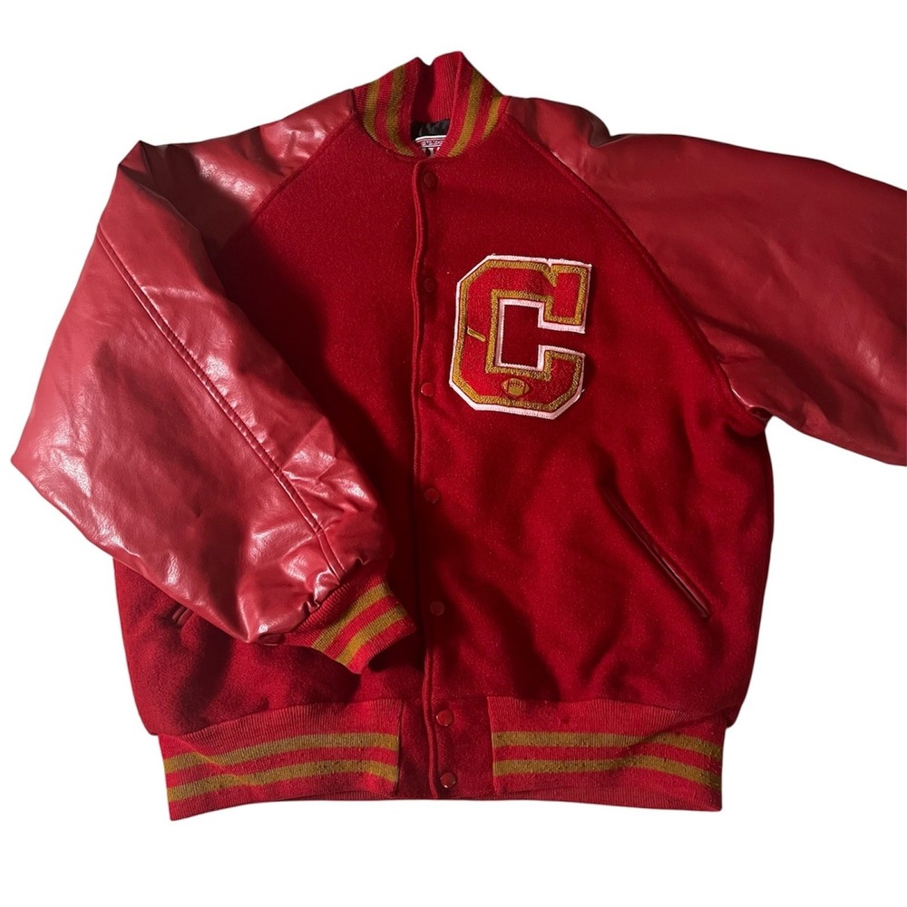 Vintage Awards USA‎ Varsity Jacket XXL Red Wool Vinyl Sleeves Made in USA